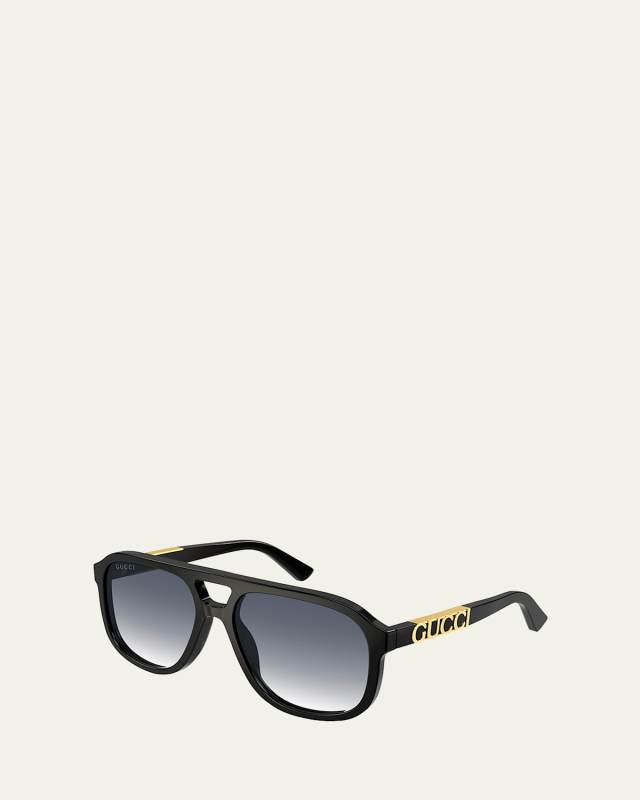 Logo Embellished Acetate Aviator Sunglasses